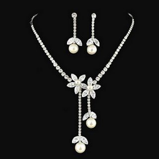 Attractive Alloy with Pearl Rhinestone Wedding Jewelry Set(Including Necklace and Earrings)