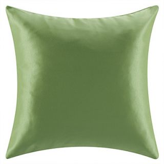18 Square Prasinous Solid Polyester Decorative Pillow With Insert