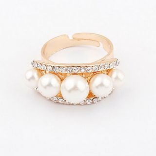 Attractive Alloy With Pearl Rhinestone Womens Ring