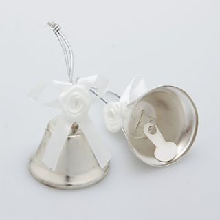 Silver Widding Bell With Satin Flower (Set of 6)