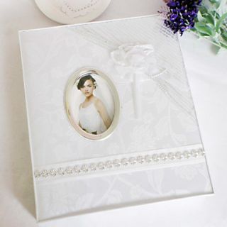 Elegant White Wedding Photo Album with Oganza Flower