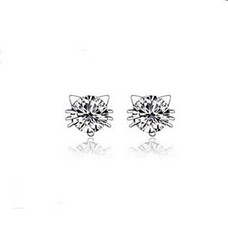 Lovely Sterling Silver With Rhinestone Shaped Stud Earrings (Allergy Free)