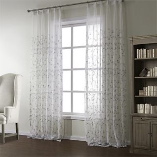 (One Pair) Floral Country Embroidery Sheer Curtain