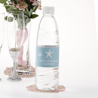 Personalized Water Bottle Sticker   Starfish (Blue/Set of 15)