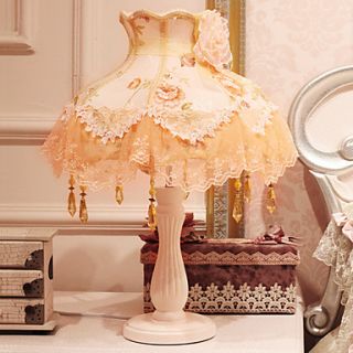 Rustic Garden Fabric Lace Table Lamps Bedside Wedding European Style Light
