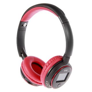  FM On Ear Bluetooth Headphone with Mic, TF Card Slot, LCD Screen (Red,Black)