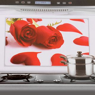 75x45cm Red Rose Pattern Oil Proof Water Proof Kitchen Wall Sticker