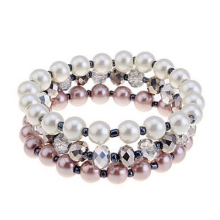 Lureme Crystal Pearl Glass Bead Connected Bracelet Set