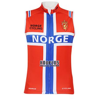 Kooplus2013 Championship Jersey Norway 100% Polyester Wicking Fibers Sleeveless Cycling Vest with Reflective Tape