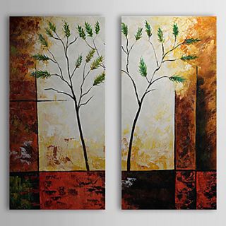 Hand Painted Oil Painting Botanical Tree with Stretched Frame Set of 3 1308 FL0768