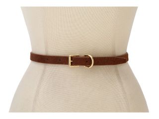 LAUREN by Ralph Lauren Skinny Haircalf Belt With Roller Buckle Dog Collar Keeper Womens Belts (Brown)