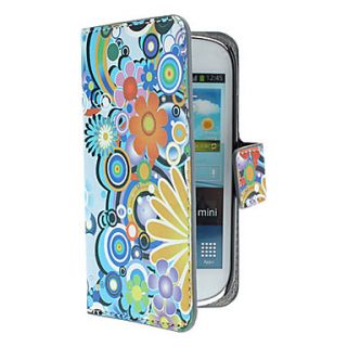 Exquisite Flowers and Circles Pattern PU Leather Case with Magnetic Snap and Card Slot for Samsung Galaxy S3 mini I8190