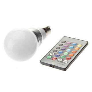 B22 3W RGB Light Remote Controlled LED Ball Bulb (85 265V)