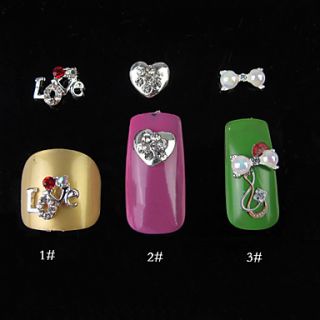 5PCS Diamond Studded Nail Art Alloy Decorations 1cm (Assorted Color)