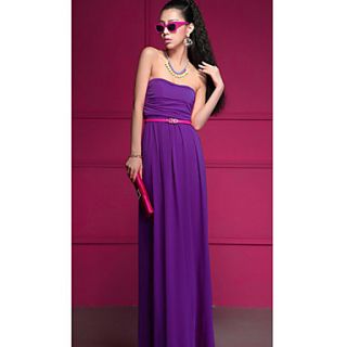 Womens Strapless Cloquet Solid Color Party Maxi Dress