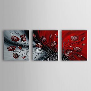 Hand Painted Oil Painting Abstract Blooming Roses with Stretched Frame Set of 3 1307 AB0387