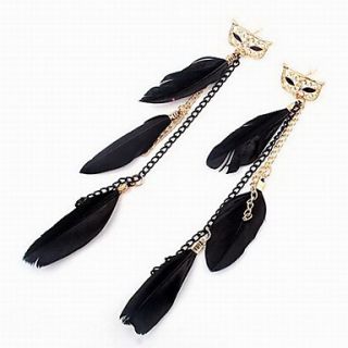 Charming Alloy With Rhineston Mask/Feather Earrings