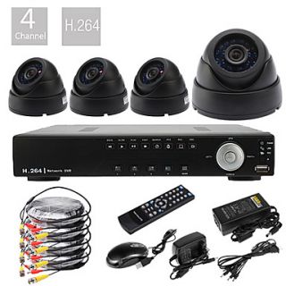 Ultra Low Price DIY 4CH D1 Real Time H.264 CCTV DVR Kit (4pcs 420TVL Night Vision CMOS Dome Cameras)