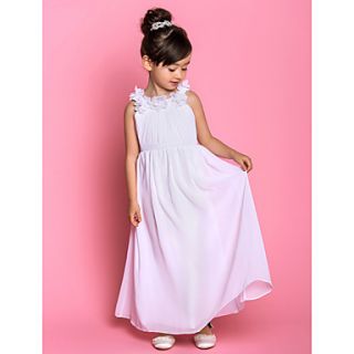 A line Scoop Ankle length Chiffon Flower Girl Dress (733919)
