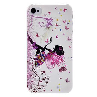 Fairy Butterfly Pattern Transparent Frame PC Case for iPhone 4/4S