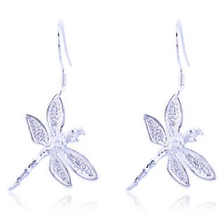 Lureme 925 Sterling Silver Plated Dragonfly Drop Earrings