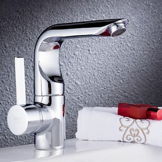 Contemporary Unique Chrome Finish Rotatable Brass Bathroom Sink Faucet