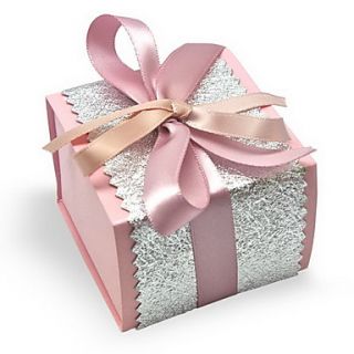 Set of 50 Pink And Silver Favor Box