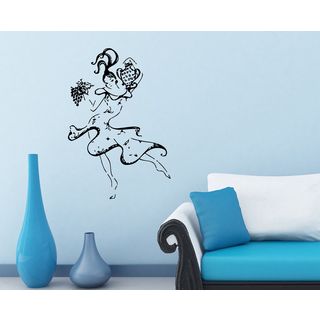 Woman With Wine Dancing Vinyl Wall Decal (Glossy blackEasy to applyDimensions 25 inches wide x 35 inches long )