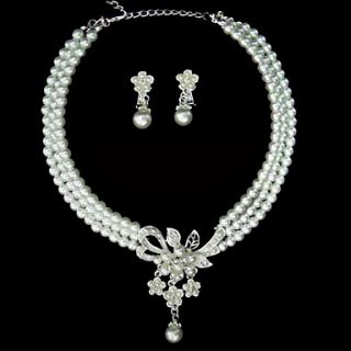 Elegant Alloy With Pearl Rhinestone Ladies Jewelry Sets