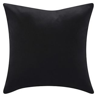 18 Square Solid Black Polyester Decorative Pillow With Insert