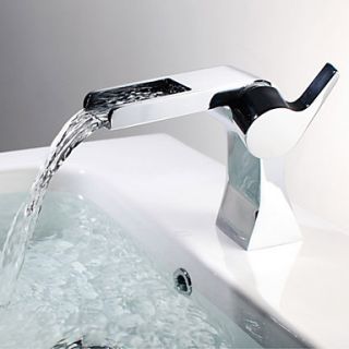 Chrome Finish Waterfall Single Handle Bathroom Sink Faucet