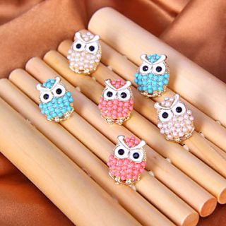 Fresh sweet preppy cute little owl pearl earrings (random color)