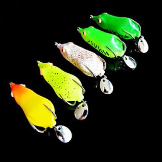 Soft Bait Frog 65MM 11.2G Sharp Mouth Double Hook Fishing Lure with One Sheetmetal (Random Color)