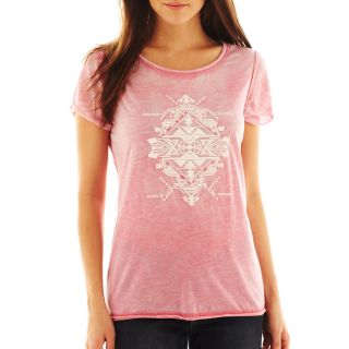 I Jeans By Buffalo Print Burnout Tee, Pink, Womens