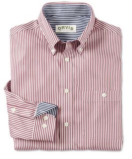 Wrinkle free Double faced Striped Shirt, Burgundy, Small