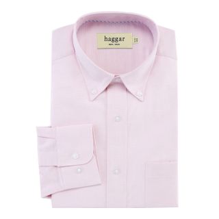 Haggar Stretch Poplin Oxford Dress Shirt, Pink, Mens