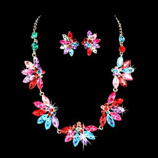 Gorgeous Alloy With Multi Color ZirconRhinestone Jewelry Set(Including Necklace,Earrings)