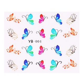 4PCS New Water Transfer Printing Nail Art Stickers Butterflies Series