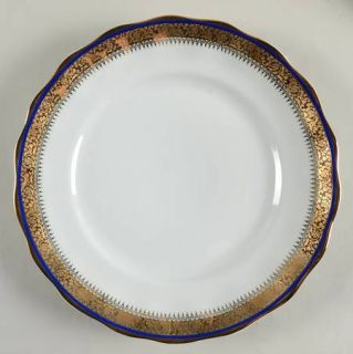 Favolina Van Cortland Dinner Plate, Fine China Dinnerware   Gold Filigree, Blue