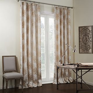 (One Pair) Classic Golden Floral Lined Blackout Curtain