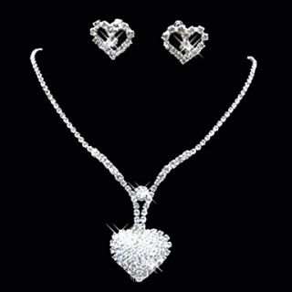 Sweet Alloy Silver Plated With Rhinestone Wedding Jewelry Set(Including Necklace,Earrings)