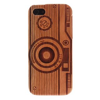 Detachable Protective Carving Camera Pattern Wooden Dark Coffee Back Case with Flocking Protection for iPhone 5/5S