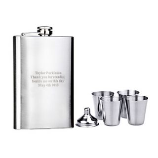 Personalized 6 Pieces Stainless Steel 9 oz Flask Gift Set
