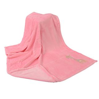 Pink Deer Coral Fleece with Embroidery Baby Blanket