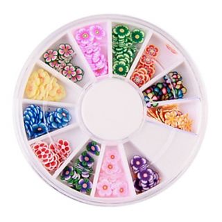 12 Colors Fimo Slice Plum Blossom Nail Art Decoration