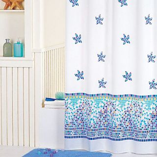 Beauty Starfish Pattern Waterproof Polyester Shower Curtain