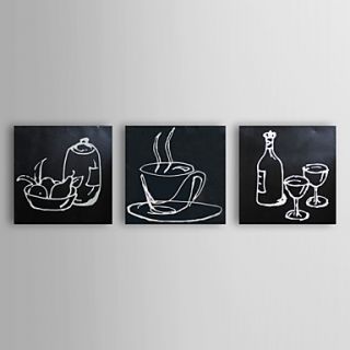 Hand Painted Oil Painting Still Life Cup with Stretched Frame Set of 3 1309 AB1016
