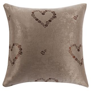 18 Square Brown Hearts and Roses Polyester Decorative Pillow Cover