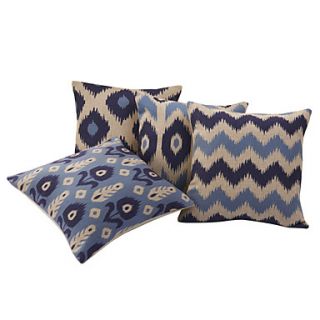 Set of 4 Modern Geometric and Floral Cotton/Linen Decorative Pillow Cover