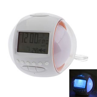 2.5 Ball Shape LCD Digital Alarm Clock with FM Radio, Thermometer, Calendar and Snooze Function(White,3xAA)